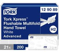 Tork Essuie-mains interfoliés 129089 – qualité Advanced pour distributeur H2, 2 plis blanc 21x200