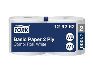 TORK 129262 Papier d'essuyage Basic Bobine à Dévidage Central W1/W2 | 340 m x 23, 5 cm, vendu par lot de 2