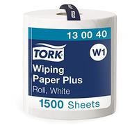 Tork 130040 Papier d'essuyage multi-usages Premium, compatible avec le système W1 / 2 plis - 510m x 36,9 cm - 1 bobine - Blanc