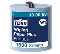 Tork Papier d'essuyage multi-usages 130050 compatible W1 – 2 plis 510 m x 36,9 cm Bleu 1 bobine