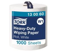 Tork 130060 Papier d'essuyage multi-usages Premium, compatible avec le système W1 / 2 plis - 340m x 36,9cm - 1 bobine - Blanc