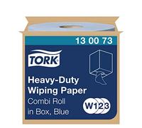 Tork 130073 Papier d'essuyage multi-usages Premium, compatible avec les systèmes W1 et W2 / 2 plis - 170m x 25,8cm - 1 bobine - Bleu