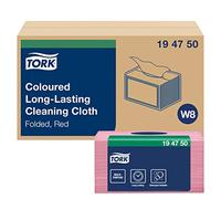 Tork 194750 Chiffon de nettoyage longue durée Premium, 8 x 40 chiffons | un pli, 38, 5cm x 30cm, Rose, compatible avec le système W8