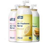 Tork 236056 Paquet Mixte d'aérosol désodorisant Premium A1 - 75 ml - Citrus - Fruits Tropicaux - Floral - lot de 12