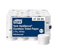 Tork 472880 Advanced Noeless Papier toilette haute capacité 2 plis pour système T7, 1000 feuilles/rouleau, rouleau de 36 rouleaux