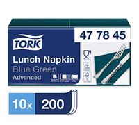 Tork 477845 Serviettes Lunch, couleur, 10 x 200 serviettes, bleu, Advanced