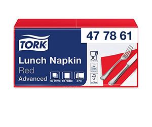 Tork 477861 Serviettes Lunch Advanced texture douce couleur rouge / 3 plis - 33cm x 32,6cm - 10 x 150 serviettes
