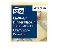 Tork 478147 Serviettes Dinner Premium Linstyle couleur champagne / 1 pli - 40cm x 39cm - 12 x 50 serviettes pliage 1/8