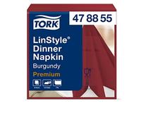 Tork 478855 Serviettes Dinner Premium Linstyle couleur bordeaux / 1 pli - 39cm x 39cm - 12 x 50 serviettes