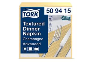 Tork 509415 Serviettes Dinner Advanced Texture Gaufrée Couleur Champagne / 2 plis - 38cm x 39cm - 18 x 50 Serviettes