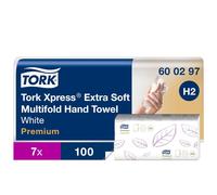 Tork 600297 Xpress Essuie-mains interfoliés blancs H2, extra-doux, 7x 100 feuilles