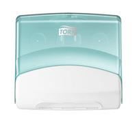 TORK 654000 Distributeur de papiers/chiffons pliés Turquoise/Blanc W4, vendu à l'unité