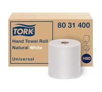 TORK 8031400 Rouleau Essuie Mains Papier Universel Encoche Y 1 Couche 20,32 cm Largeur x 800' Longueur Blanc (Boîte de 6 Rouleaux)