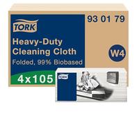 Tork Biobased Heavy-Duty Cleaning Cloth Blanc W4, exelCLEAN® Technology, 4 x 105 Cloths, 930179