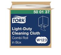 Tork Bobine combi de chiffons de nettoyage léger blancs W1/W2/W3, s'utilisent humides ou secs, 1 x 600 chiffons, 500137