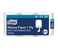 Tork Bobine de Papier d’Essuyage à Dévidage Central blanc M1, essuyage mains et surfaces, 3 x 120 m, 610133