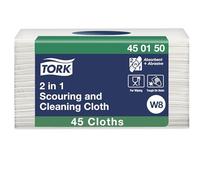 Tork Chiffon de nettoyage et récurage 2-en-1 blanc W8, 450150 | réutilisable, 45 chiffons