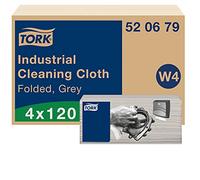 Tork Chiffon de Nettoyage Industriel gris W4, souple et doux, 4 x 120 chiffons, 520679
