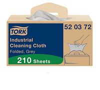 Chiffons de nettoyage Industriel gris W7, distribution feuille à feuille, boîte de 210 chiffons, Tork