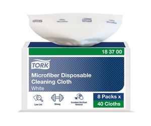 Tork Chiffon de Nettoyage Microfibre usage unique blanc à imprimé bleu utilisation sèche et mouillée - 183700 - Paquet de 40 chiffons