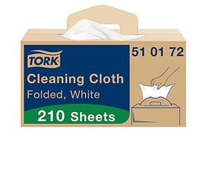 Tork Chiffon de Nettoyage Multi-usages blanc W7, Distribution feuille à feuille, 1 x 210 chiffons, 510172