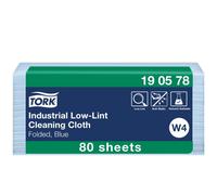 Tork Chiffon de Nettoyage non pelucheux bleu W4, 1 pli, 1 pack x 80 chiffons, 32,4 cm x 39 cm chaque, 190578