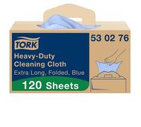 Tork Chiffon de Nettoyage ultra-résistant bleu W7, 530276, 1 x 120 chiffons | Distribution feuille-à-feuille