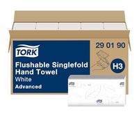 Tork Essuie-mains pliés en V blancs H3, Advanced, délitables, 15 x 250 feuilles, 290190