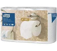 Tork Papier Toilette Rouleau traditionnel extra-doux blanc T4, Premium, 4 plis, 6 x 153 Feuilles, 110405