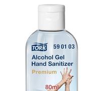 Tork Gel hydro-alcoolique pour les mains, qualité Premium, mini bouteille transportable, 24 x 80 ml, 590103