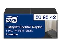 Tork LinStyle Serviette cocktail noire, Pliage 1/4, 1 pli, 23 cm x 23 cm, 1 x 100 serviettes, 509542