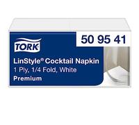 Tork LinStyle Serviette Cocktail blanche, pliage 1/4, résistante, 24 x 24 cm, 14 x 100 serviettes, 509541