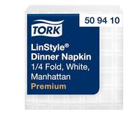 Tork LinStyle Serviette Dinner blanche, Pliage 1/4, 19,5 x 19,5 cm, 14 x 50 serviettes, 509410