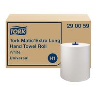 Tork Matic Essuie-mains Rouleaux en papier extra long Universal 290059 - Papier d'essuyage pour Distributeurs H1 - 1 pli blanc - Longueur 280 m Lot de 6
