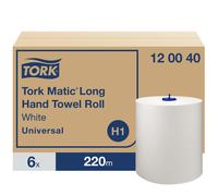 Tork Matic Essuis-Mains 1 pli rouleau long Universal 220 m - Pour distributeur H1 - 120040 - Lot de 6 bobines