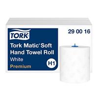Tork Matic Rouleaux Essuie-mains en papier doux Premium 290016 - Papier d'essuyage pour Distributeurs H1 - Haute absorption QuickDry, 2 plis, blanc - Longueur 100 m, Lot de 6 290016, 100m