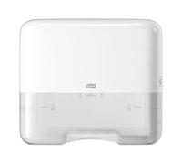 Tork Mini distributeur murale pour essuie-mains pliés en V blanc H3, distribution feuille à feuille, gamme Elevation, 553100