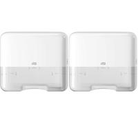 Tork Mini Distributeur Murale pour essuie-Mains pliés en V Blanc H3, Distribution Feuille à Feuille, Gamme Elevation, 553100 (Lot de 2)