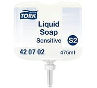 Tork mini Savon liquide Mains - Peaux sensibles S2, testé dermatologiquement, 8 x 475 ml, 420702