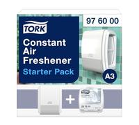 Tork Pack de démarrage pour désodorisant en continu blanc A3, gamme Elevation, distributeur et consommable Brise, 1 piece, 976000