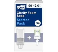 Tork Pack de démarrage pour Distributeur de Savon et de désinfectant Blanc S4, Distributeur et 1 consommable Savon Mousse limpide, 964201, Lot de 6