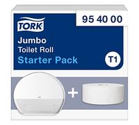 Tork Pack de démarrage pour distributeur murale de papier toilette rouleau Jumbo blanc T1, grande capacité, gamme Elevation, distributeur et 1 consommable, 954000