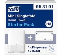 Tork Pack de démarrage pour mini distributeur murale d'essuie-mains pliés en V blanc H3, économique, distributeur et 1 consommable, 953101