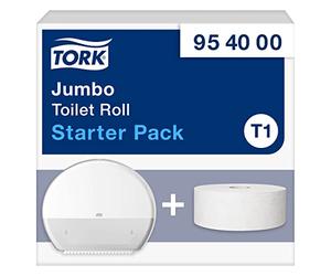 Tork Pack de démarrage, Rouleau Jumbo, T1, 954000 | grande capacité, gamme Elevation, distributeur et 1 consommable, blanc, pour distributeur murale de papier toilette