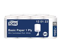 Tork Papier d'Essuyage Basic pour Distributeur à Dévidage Central blanc M1, Bobine d'Essuyageéconomique, 11 x 120 m, 120123