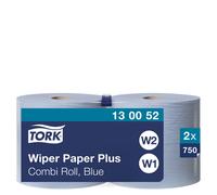 Tork Papier d'essuyage Plus bleu W1/2 absorbant - 130052 - Bobine de 255 m