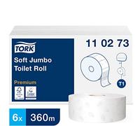 Tork Papier toilette double épaisseur Maxi Jumbo doux T1 Premium blanc - 110273 - Lot de 6 rouleaux de 360 m