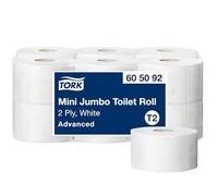 Tork Papier Toilette mini Jumbo blanc T2, Advanced, 2 plis, 12 x 160 m, 605092