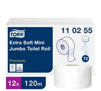 Tork Papier Toilette mini Jumbo extra-doux blanc T2, Premium, 3 plis, 12 x 120 m, 110255