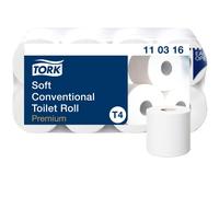 Tork Papier Toilette Rouleau traditionnel doux blanc T4, Premium qualité, 3 pli, 8 Rouleaux x 27.5m, 110316